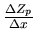 $ {\frac{{\Delta Z_p}}{{\Delta x}}}$